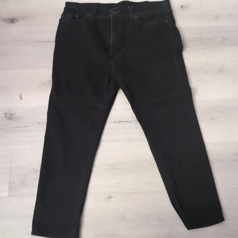 True Religion Jeans Mens 38 Black Slim Drop Rise Denim Sturdy Jeans